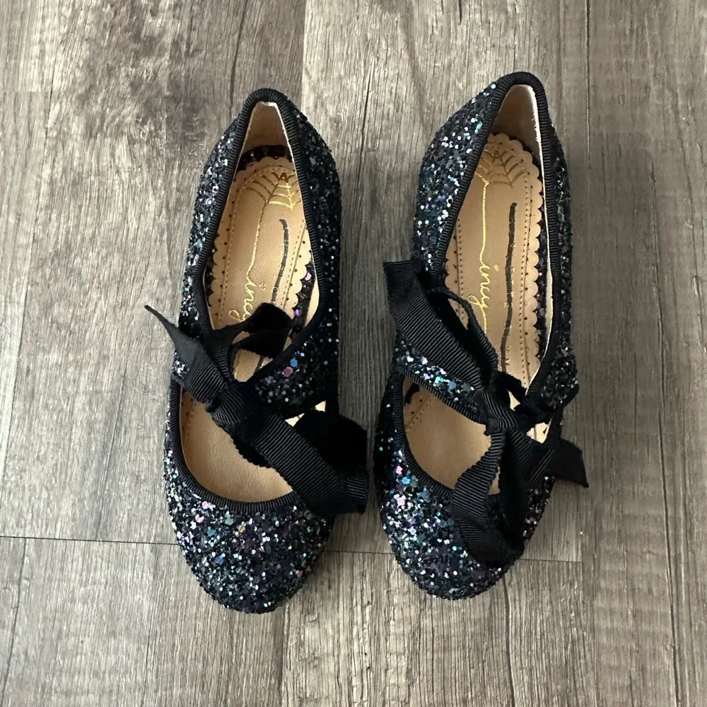 Charlotte Olympia INCY OLIVIA toddler Flats Blue GLITTER  Mary Jane 25